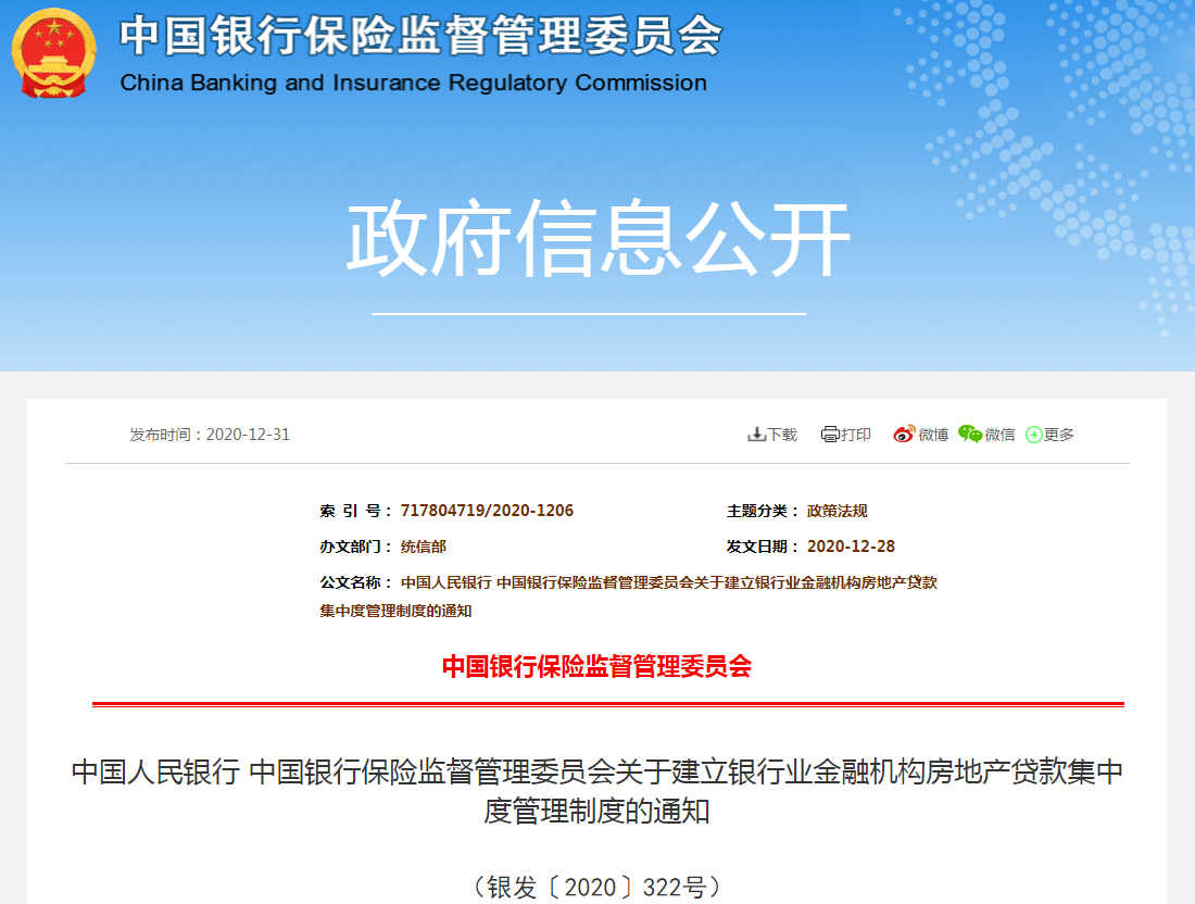 关于建立银行业金融机构房地产贷款集中度管理制度的通知（银发〔2020〕322号）.png